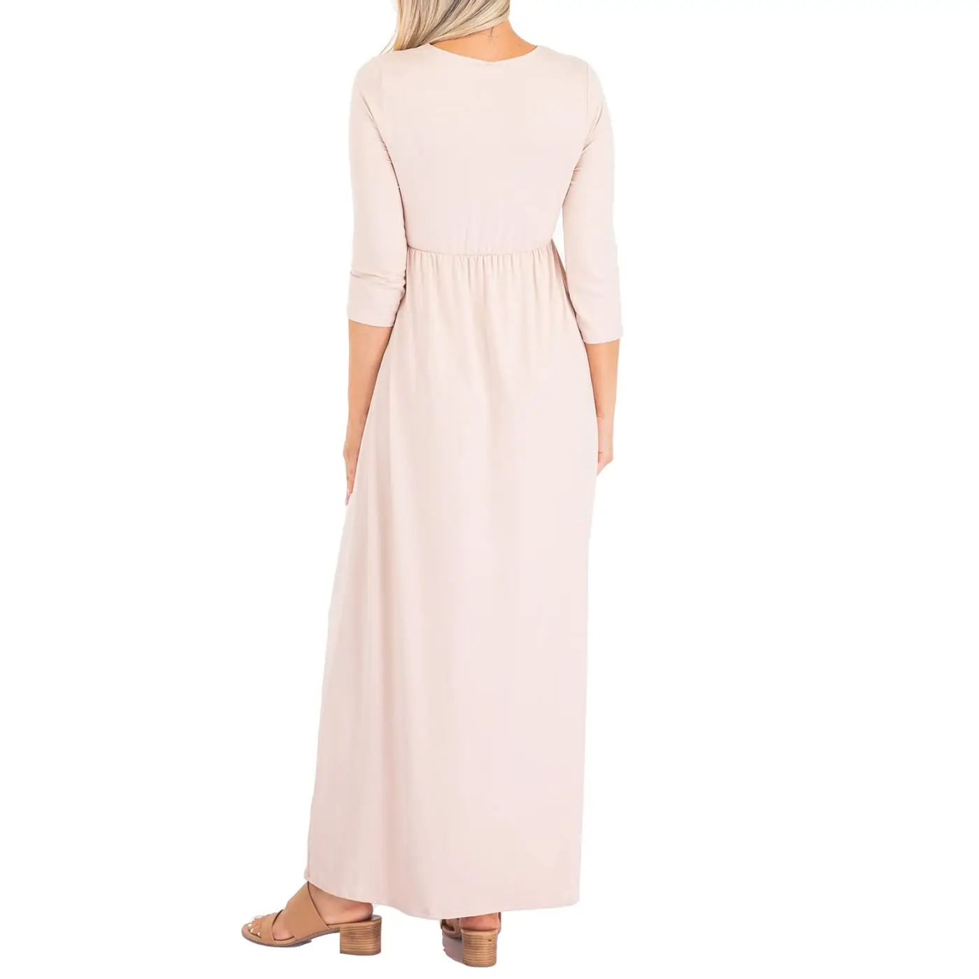 Custom maternity 3/4 sleeve ruched empire waist pregnancy baby showers casual dress