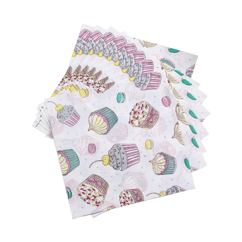 
Customized Cup Cake Pattern Cartoon Styles Dinner Paper Napkins And Paper Towels 
