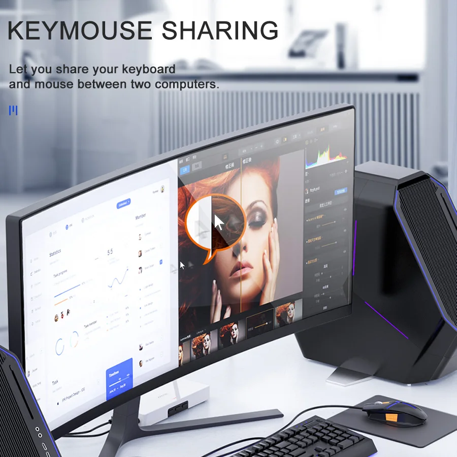  4k Hdmi Kvm Переключатель удлинитель тройного монитора совместное использование 2 компьютера с одной клавишей USB 0 4 порта