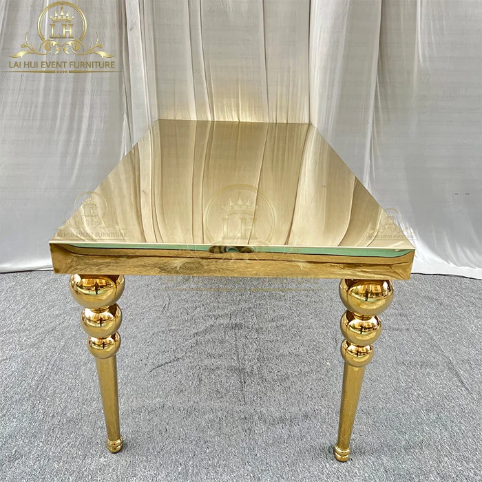 Luxury all mirror gold stainless steel Restaurant Wedding Tables For  Events/Party