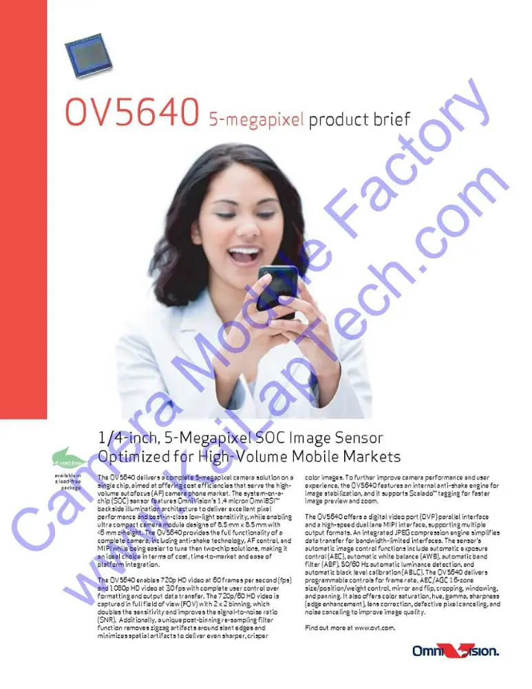  KLT-M9MPA-OV5640 V1.0 OmniVision OV5640 Параллель Интерфейс MIPI и DVP Автофокус 5MP Модуль