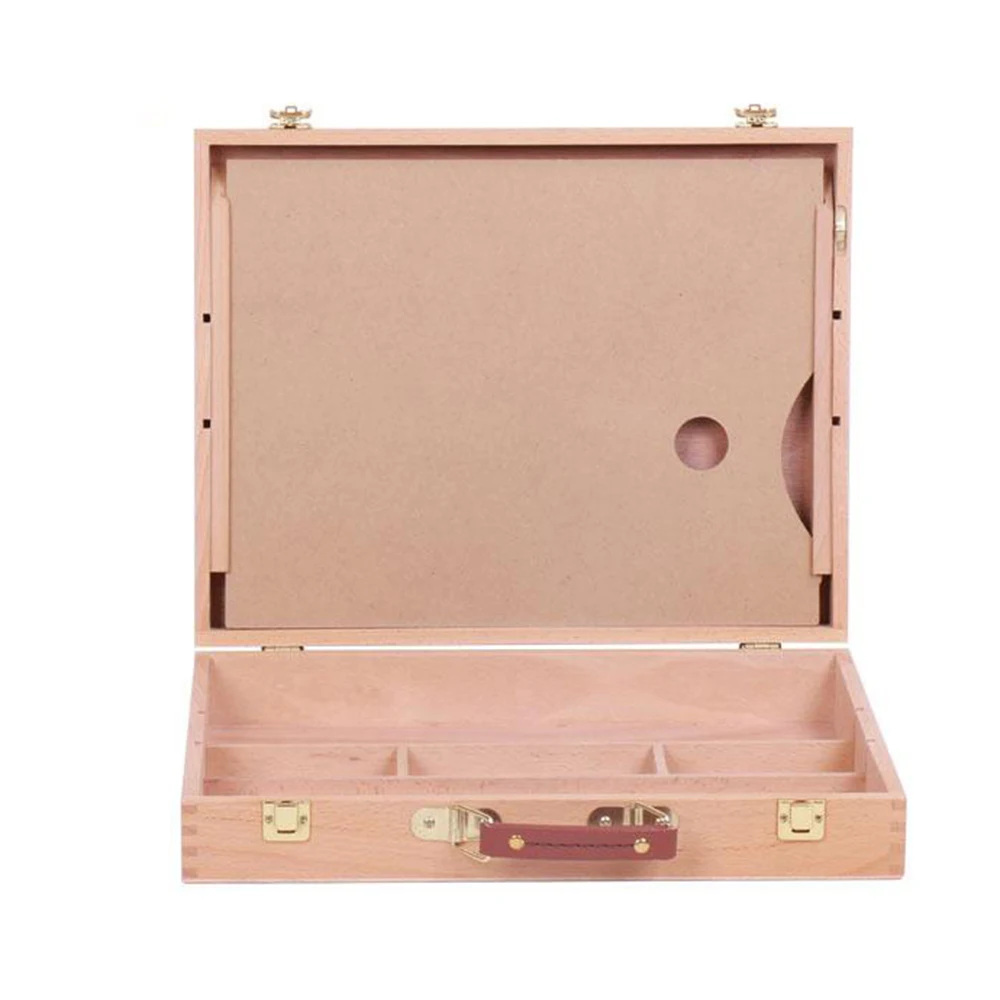 Wood Tabletop Easel Storage Beech Portable Sketch box for Painting Adjustable Wooden Desktop Drawing Easel Case for Art Supplies