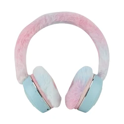 Cute Winter plush pink led earphone  RKD-6828 Headphones with Ear Covers Design wireless gaming headset for mobile phone