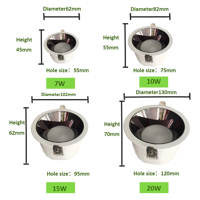 Shanhe Round Square Recessed Spotlight Adjustable SMD Downlight Ceiling Spot Light Cabinet CCT Focus LED Spot Light