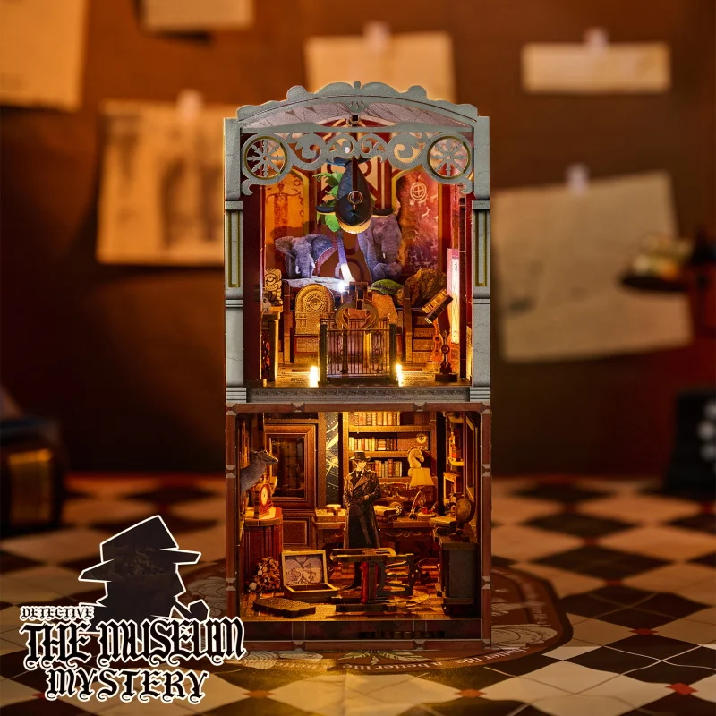 IIECREATE 3D Wooden PuzzlesThe Museum Mystery SL-26 DIY Miniature House Book Nook
