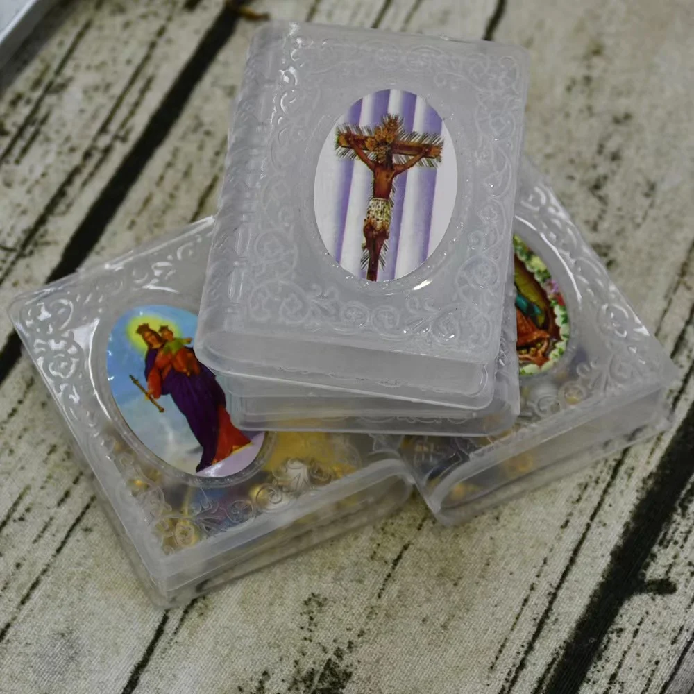 custom rectangular plastic box religious rosary jewelry Jesus pattern packaging box gift box custom