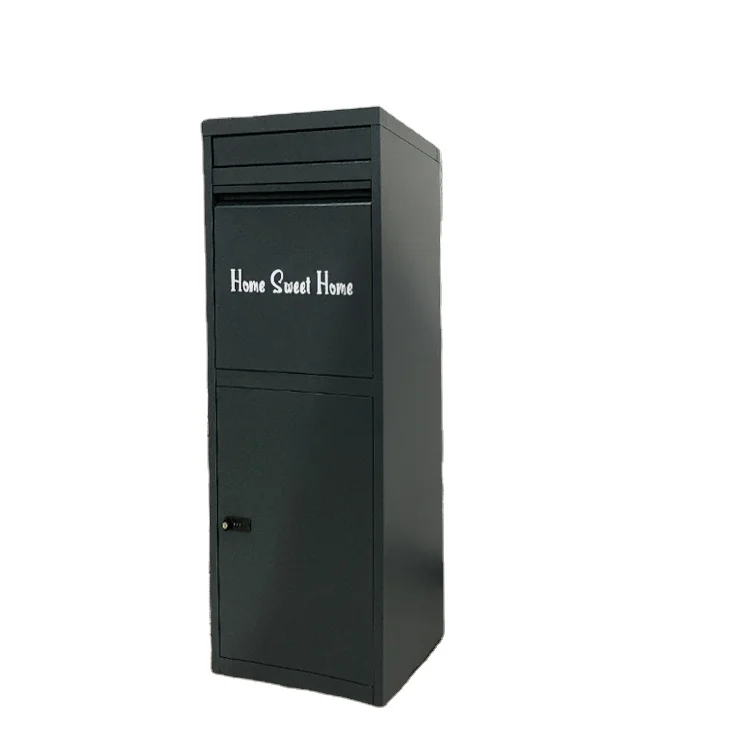 JH-Mech Box Black Parcel Mailbox Garden Highly Durable Strong Waterproof Outdoor Large Capacity Steel Storage Parcel Mailbox