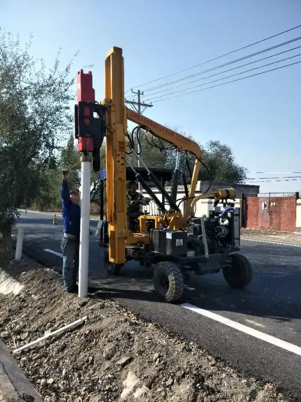 Highway guardrail construction small piling equipment hydraulic hammer micro pile driver