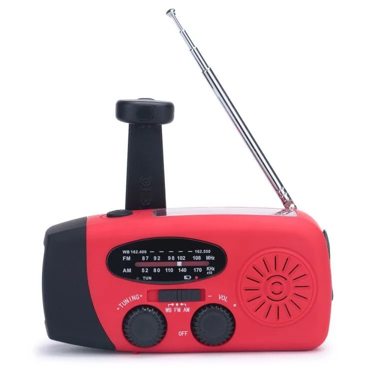 Multifunctional Portable Radio Hand Crank Solar USB FM AM WB Weather radio Emergency LED Flashlight Torch Power Bank 2000mA