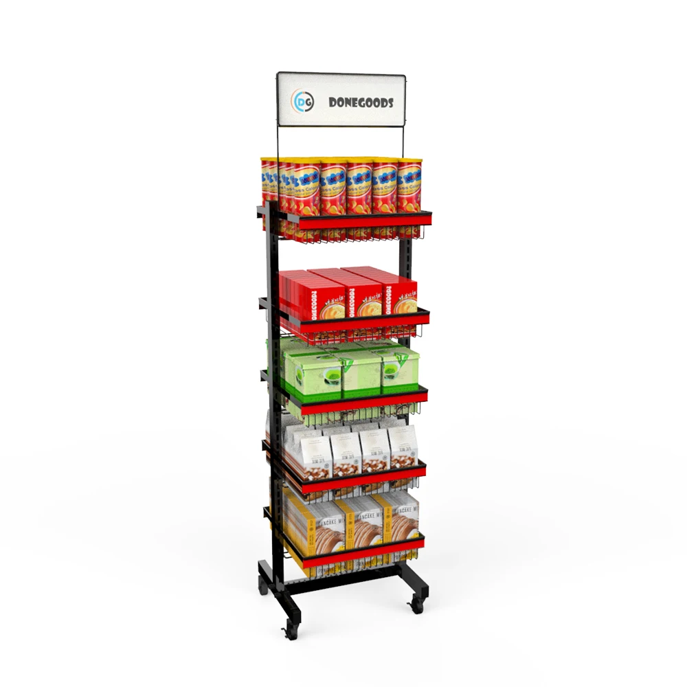 Rotatable Shelf Mult Layer Rotating Practical Trolley Candy Display Square Shelf With Wheel Storage Rack