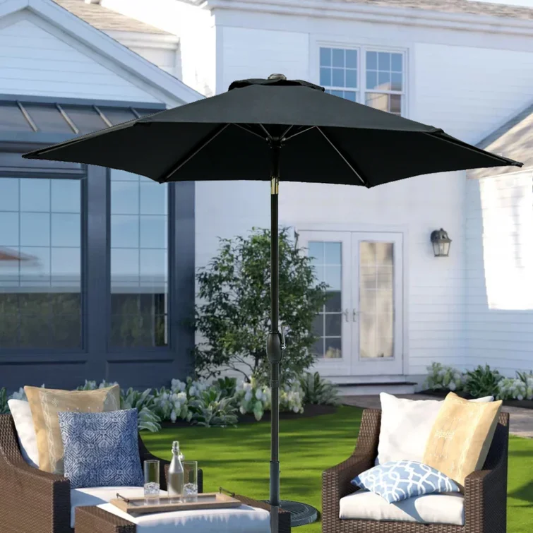 9ft Modern round Aluminum Patio Umbrella Tilt and Crank Waterproof with 3m Radii for Outdoor Furniture