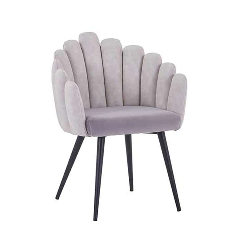 Scandinavian Home Furniture Fabric And Steel Dinning Room Seating Chair Beige White Upholstered Aesthetic Peacock Dining Chairs