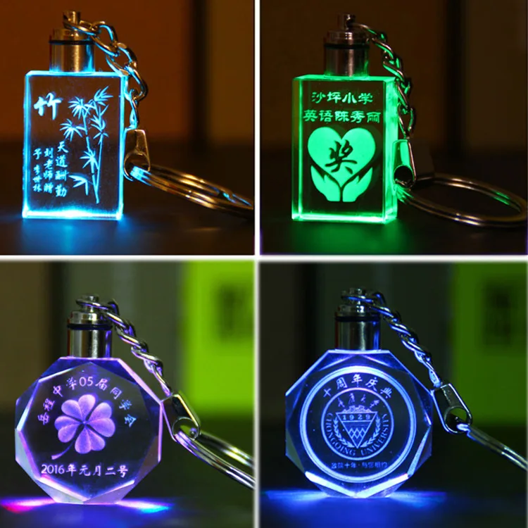 Custom Photo Key chain with Led Light Mini Led Keychain Flashlight Ked Light Car Logo Crystal Keychain Keyring Memorial Gift