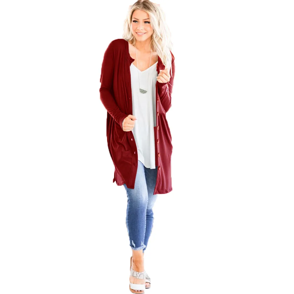 
Solid Cardigans With Button Sweater Women Plain Style Modesty Casual Fashion Young Autumn Winter Suitable Customized 
