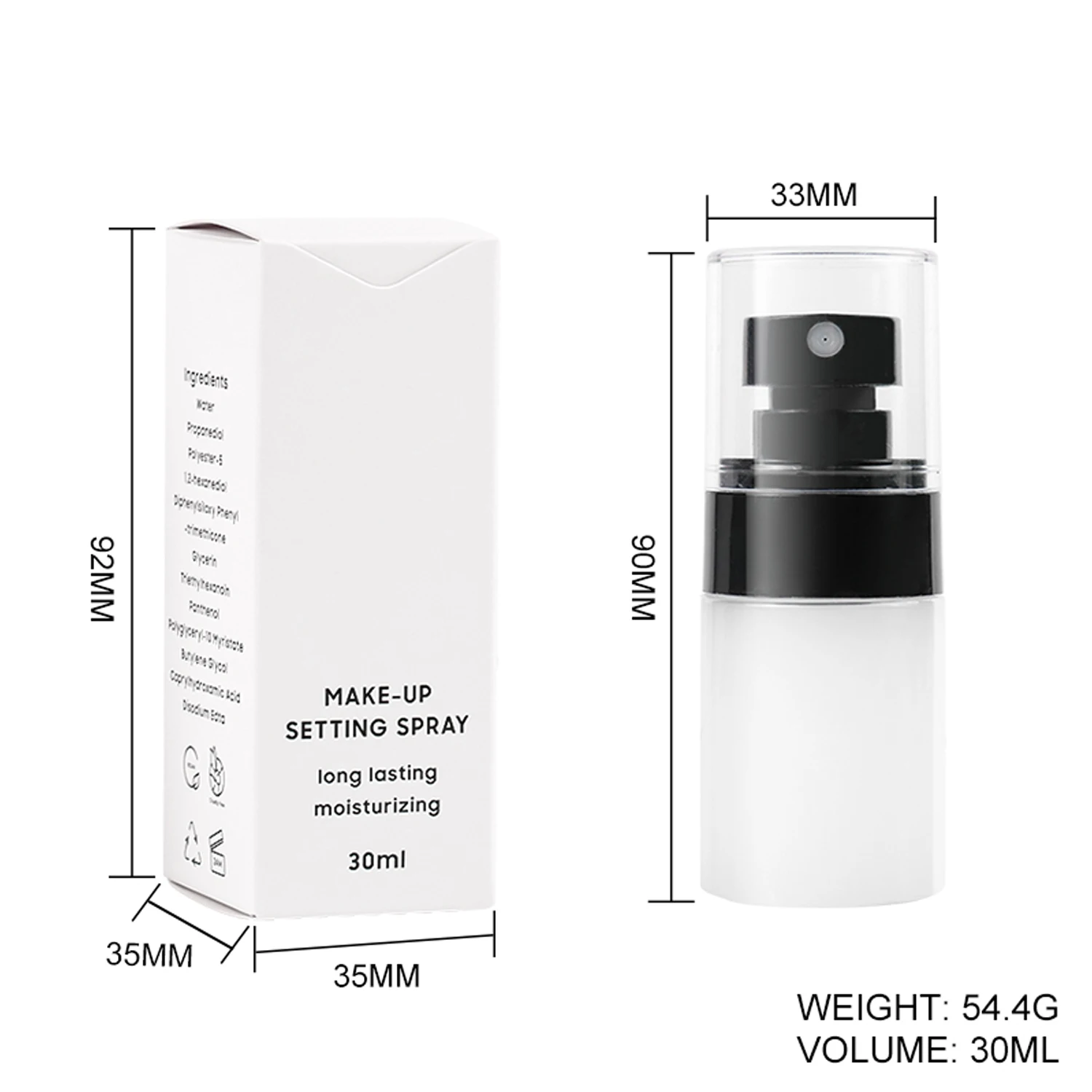 Private Label Oil Control Sweat Proof Fixer Setting Spray Cosmetics Vegan Face Long Lasting Waterproof Makeup Setting Spray