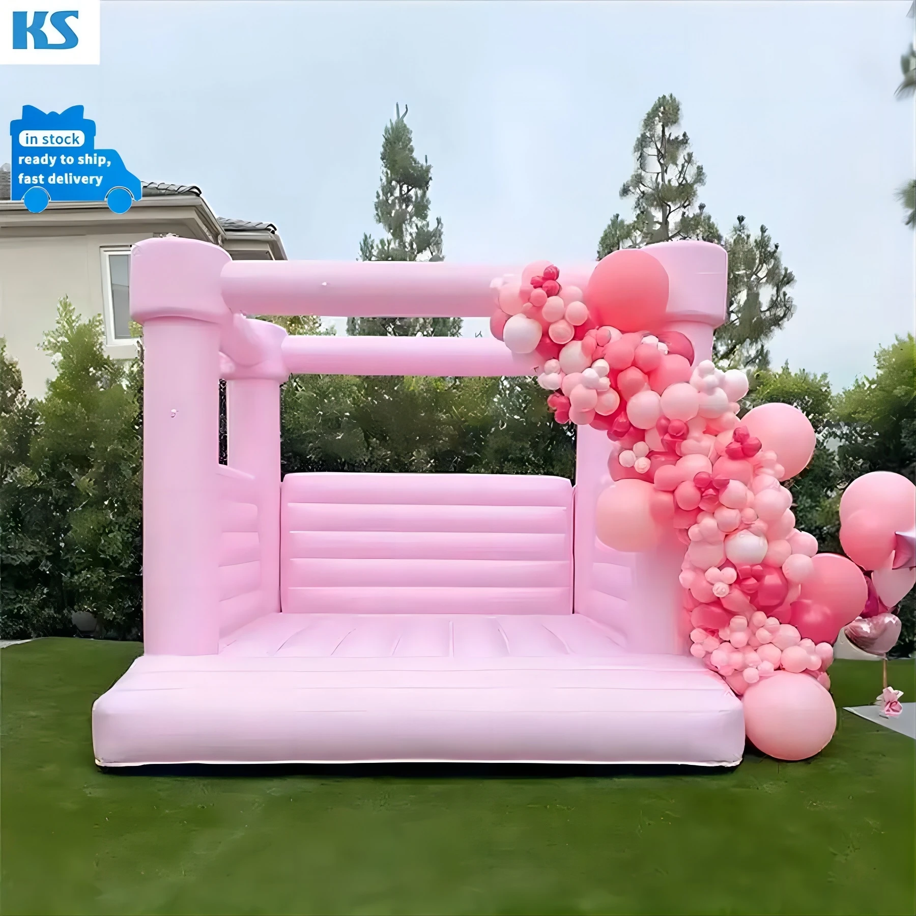 New Outdoor pink green Bounce House Inflatable Jumping Bouncy Castle Jumper Wedding White Inflatable Bounce House For Party