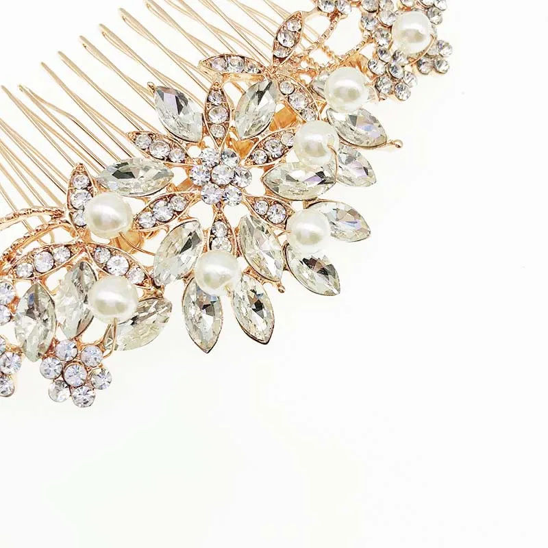 Hot wedding bridal hair accessories  Gold color and Rose Gold color Zinc alloy hair  comb
