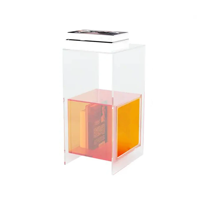 Colorful acrylic side table modern organic glass coffee table sofa side table living room bedroom can be customized