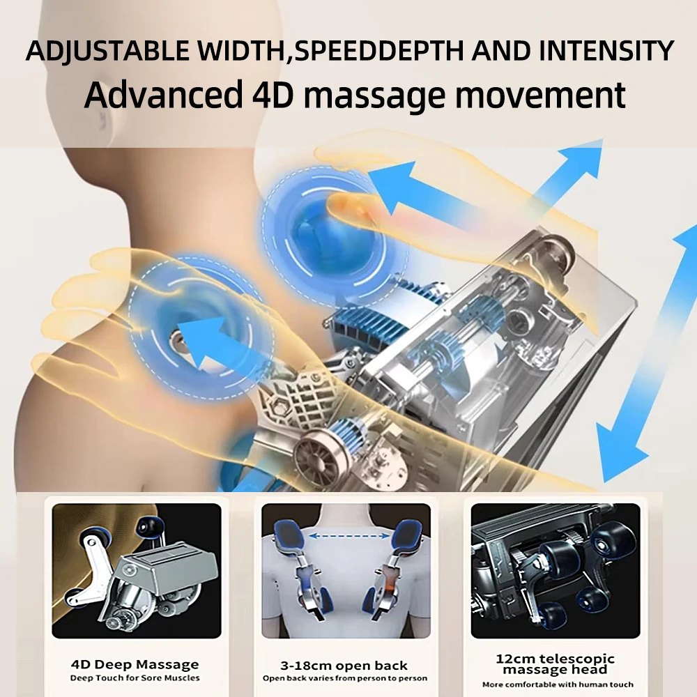 Sl Extended Track 3D4D Mechanical Arm Massage Chair For Full Body  With Zero Gravity, Kneading Massager, Shiatsu, Black