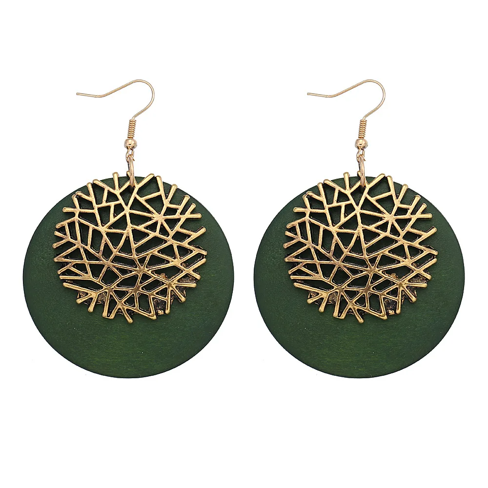 
SH131 2020 New exquisite fashion round Wood Earrings for women 