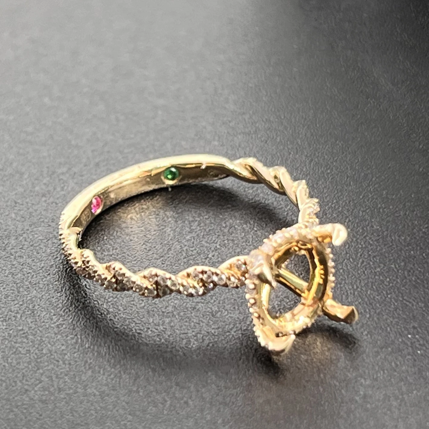 Custom 9K 10K 14K 18K Solid Gold Ring Setting Semi Mount Engagement Ring White Gold Semi Mounting Ring