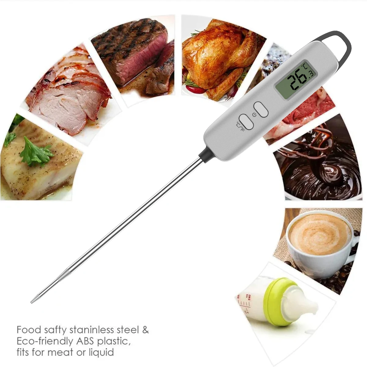 Long Laboratory Digital With Probe Mini Indoor Home Lcd Meat Thermometers Pen Type Battery Included Food Bbq Thermometer