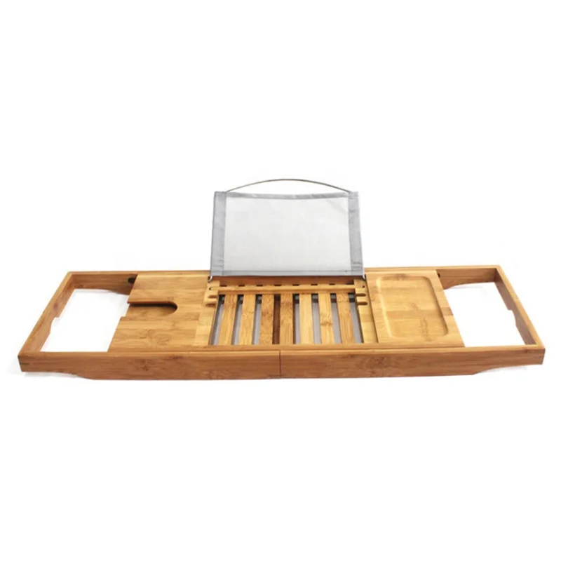 Bamboo Bath Tub Shelf Rack Bathtub Board Tablet with Extending Sides Bathroom Bath Caddy Tray (1600324203476)
