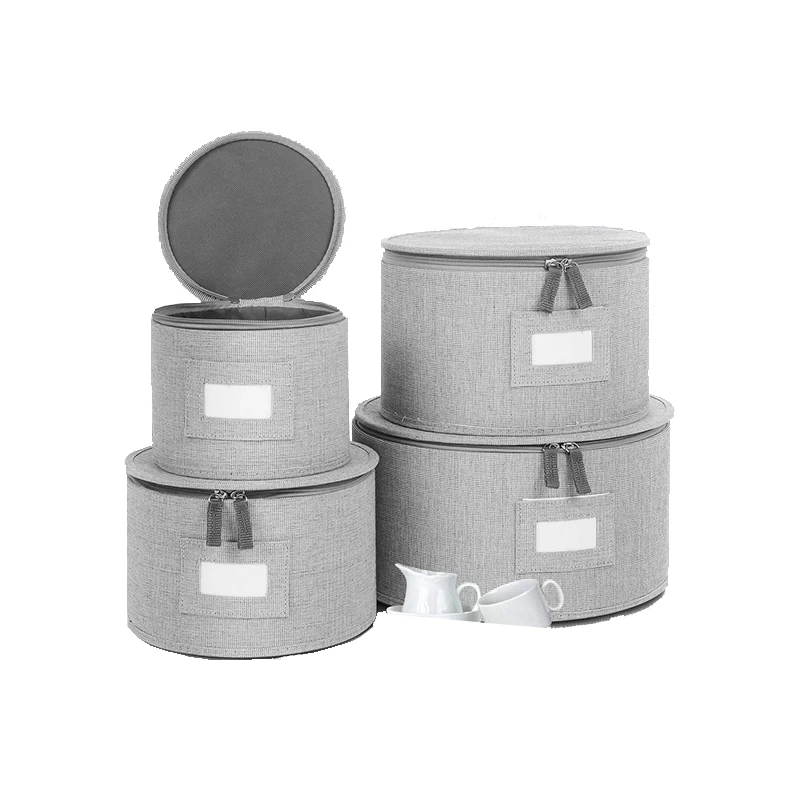 Hard Shell and Stackable China Dishes Storage Containers with Label Window for Plates Protects