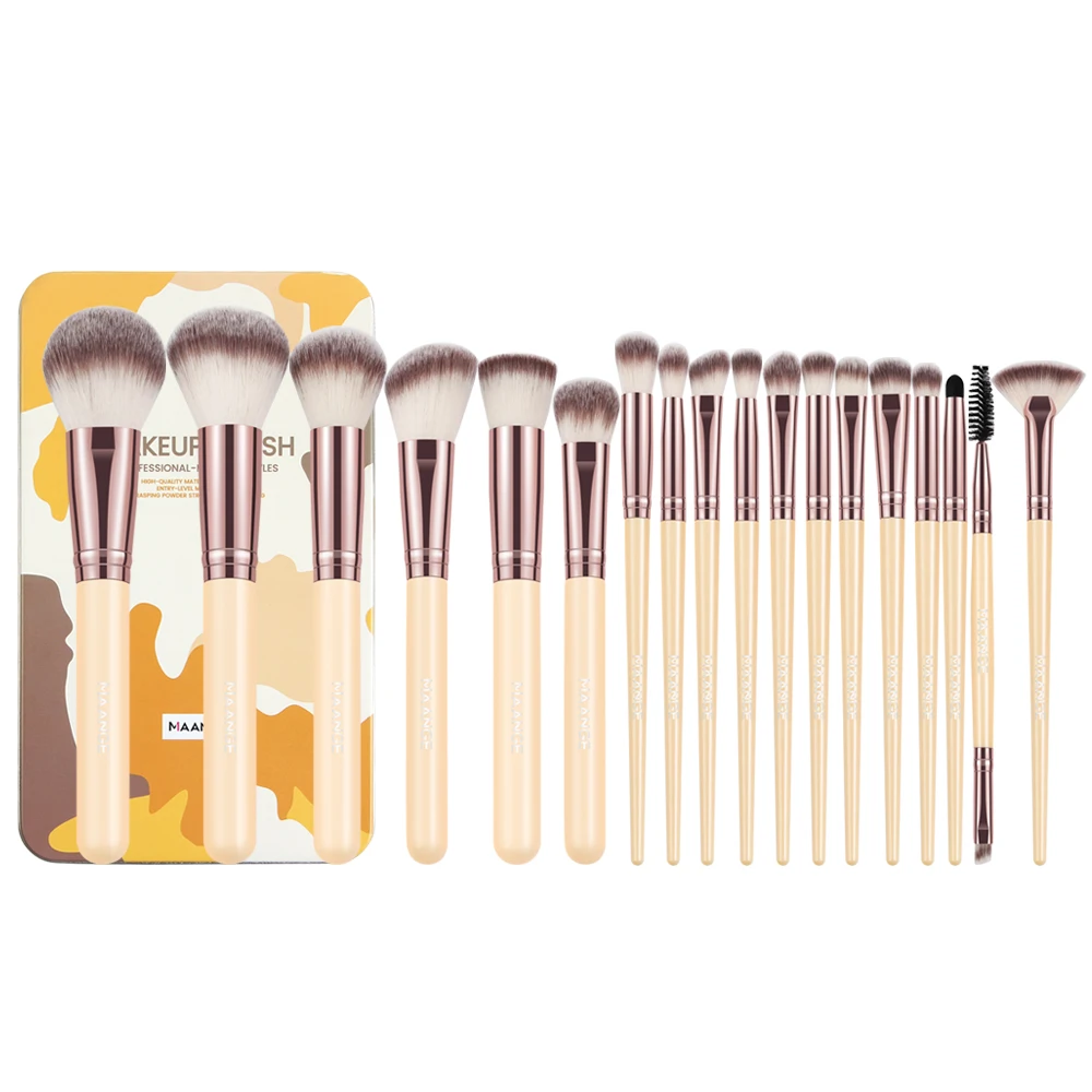 Maange Cruelty Free Makeup Brushes Custom Low MOQ High Quality Professional Makeup Brushes With Iron Box