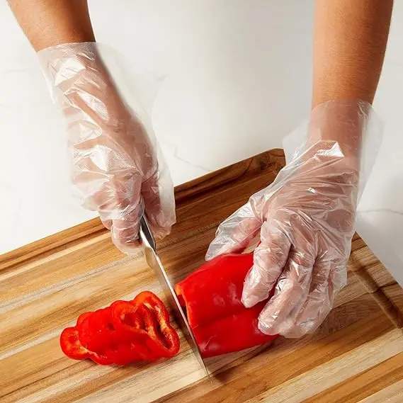 HDPE Gloves for Cooking Food Service Ambidextrous Latex Free Powder Free Disposable Poly Clear Gloves