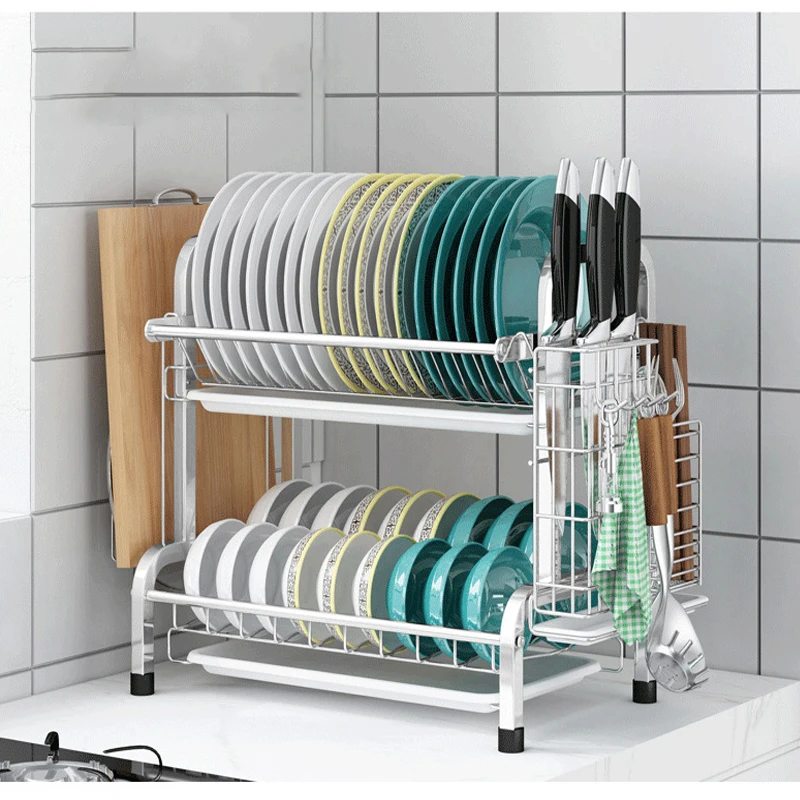 Kitchen 2  3 Tier Stainless Steel Storage Plate Holders Kitchen Drying Drainer Rack Dish Rack