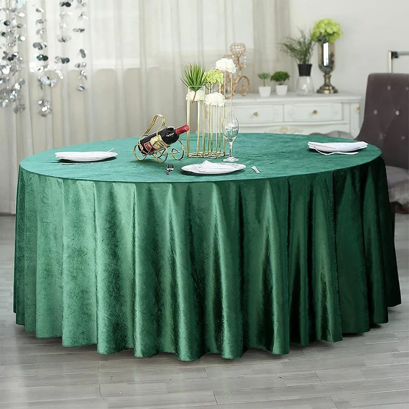 Luxury Thicken Velvet Table Cloth Solid Color Velvet Table Cloth Green Custom Round Tablecloths
