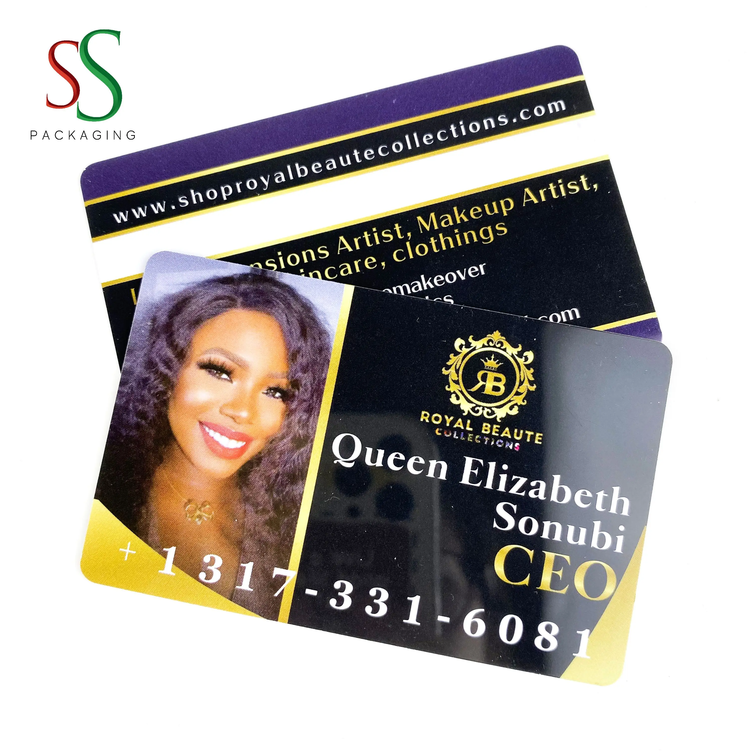 SS Hair Packaging Full Color Printing Logo Custom Business Card Credit Card