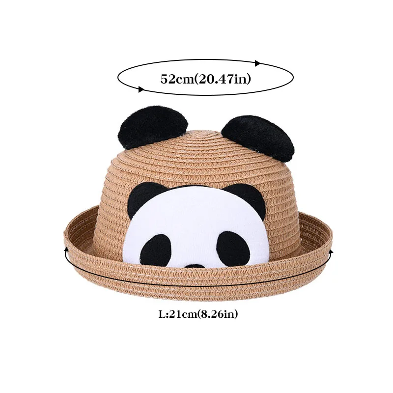 Summer Kids Beach Travel Hat Korean Cartoon Panda Boy Girls Straw Children Sun Hat Baby Fisherman Hat Kids Panama