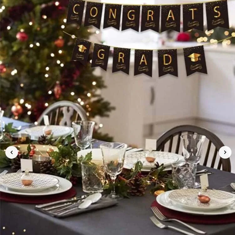 Custom congratuations handing paper party pennat flag dector banner for graduation