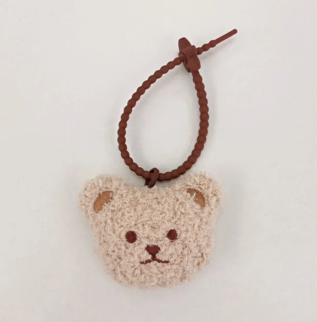 YDS Anti-Lost Bear Bunny  Plush Keychain with Name Tag for Bag Silicone Strap Plush Toy Pendant