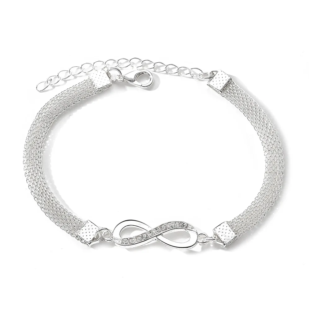 Fashion women silver gold diamond Love number 8 bracelet bangle set for women wholesale