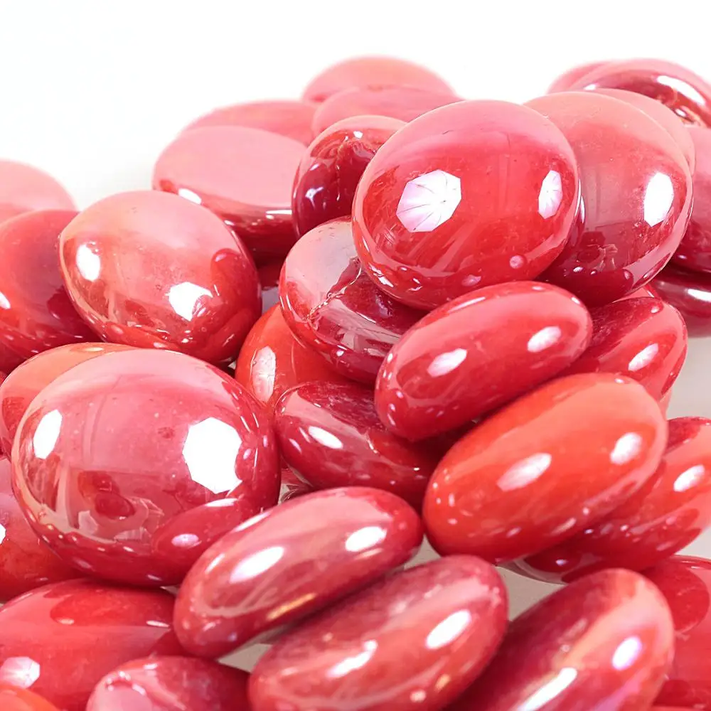 High Temperature Luster Decorative Fire Glass Beads Pebbles Stones for Garden Succluent  Decoration