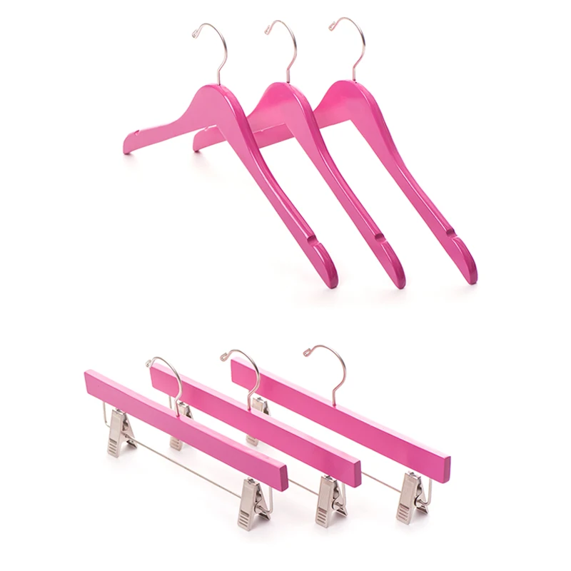 Glory hanger fashionable red pink wood women suit hangers with custom logo