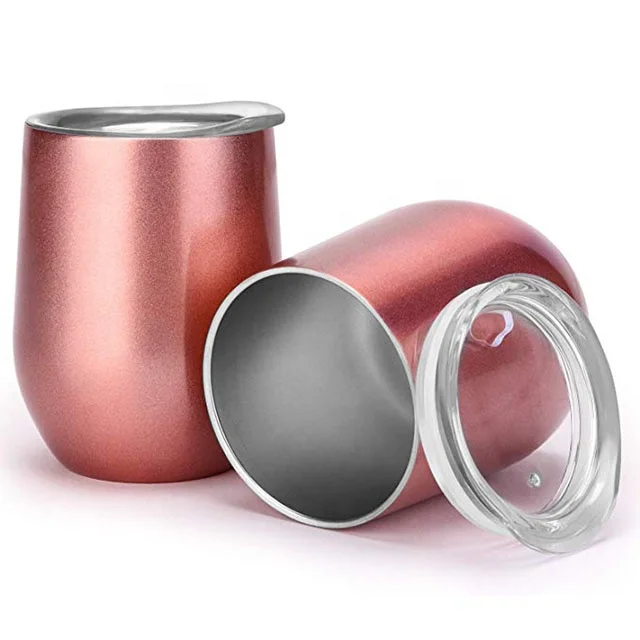 Acceptable Custom 360ml/12oz 304 Stainless Steel Coffee Mugs Double Walled Egg Wine Cup With Lid Travel Wine Tumbler