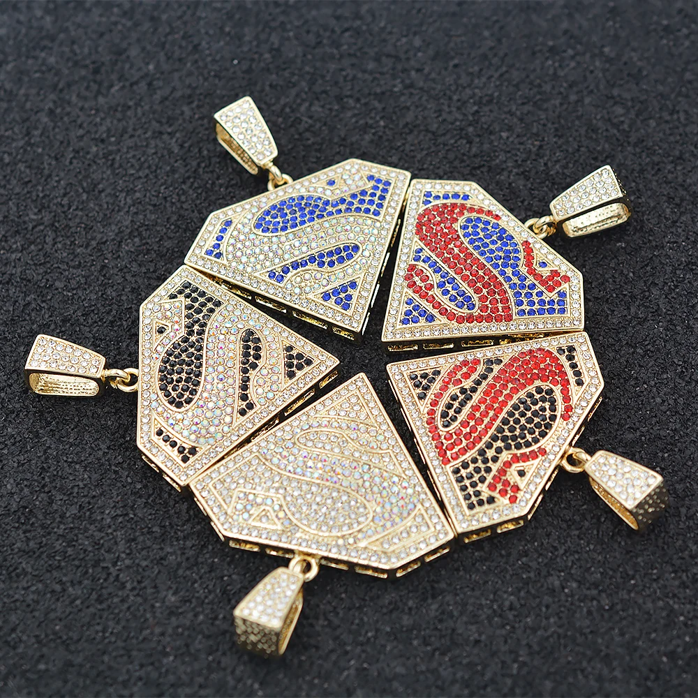 Diamond Jewelry Custom Design Superman Pendant 18k Gold Plated Jewelry