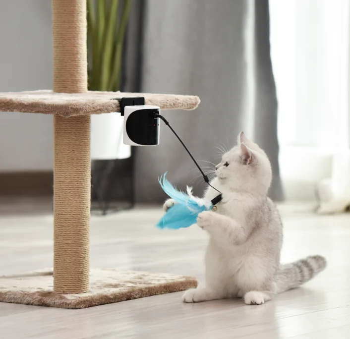  Interactive Electronic Laser Cat Toy Removable Rotating Feather Toys Pet Funny Stick