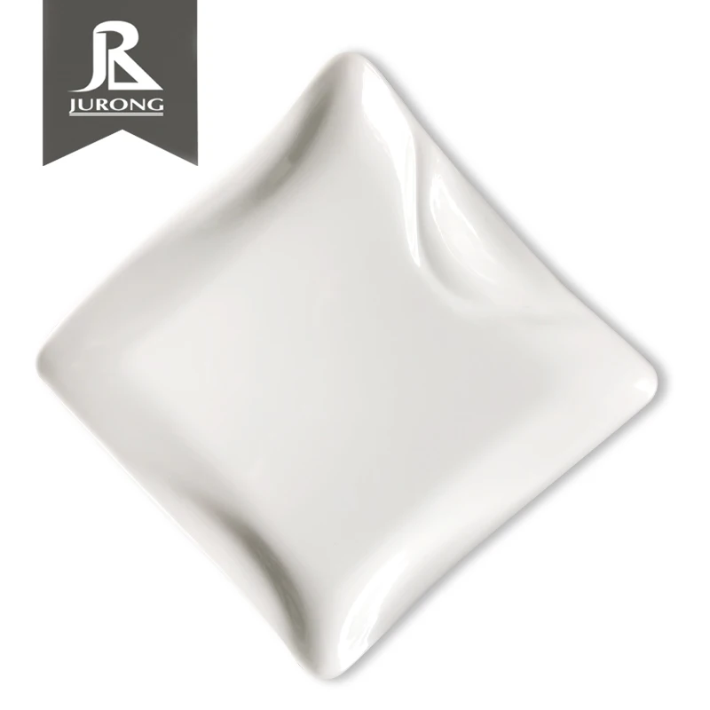 Food grade sepcial design clear white reusable plastic square plates bulk 10 inch for parties sale