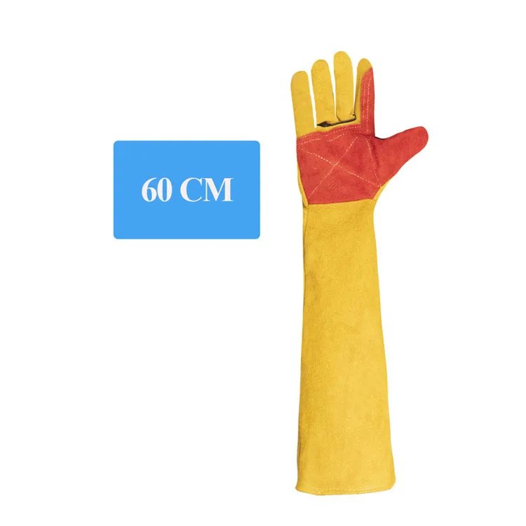 super long cuff heat insulation flame retardant heat resistant gloves  leather welding gloves for welder