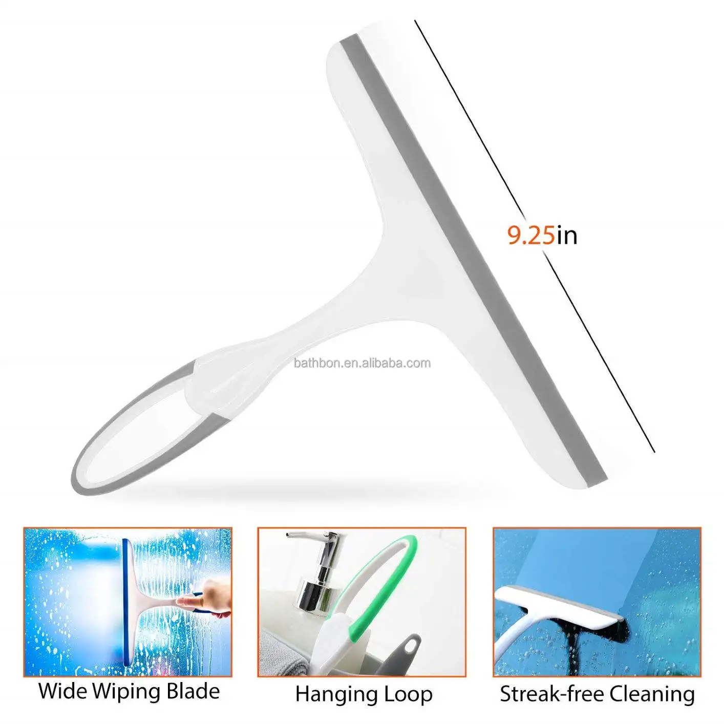 Squeegees Laser Plastic Customized Packaging Restaurants Window Cleaner Silicone Window Squeegee with Stainless Steel Core