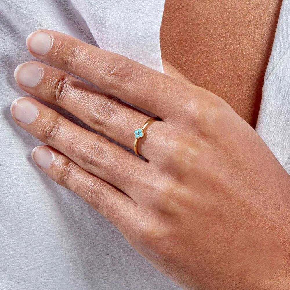 JCA Dainty gold plated 925 sterling silver four Leaf clover cubic zirconia ring wedding and engagement rings fashion for women