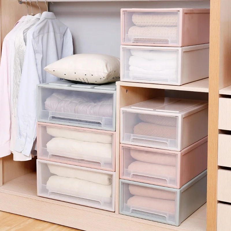 3 Packs Cloth Toy Wardrobe Plastic Drawer Organizer Stackable Storage Drawers Cabinet For Clothes Plastic