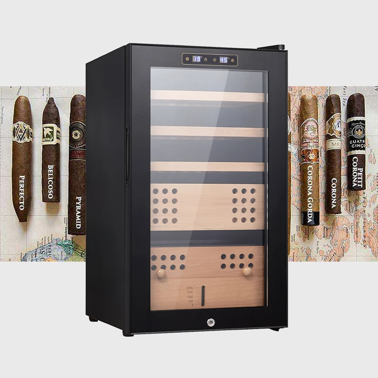 LANYI Wine Cooler Cabinet Automatic Humid Control Electric Wine Refrigerator 300 Cigars Cigar Cooler