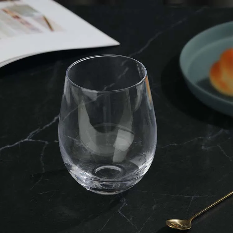 Premium Wine Glass 15 Ounces Borosilicate Crystal Clear Stemless Wine Glasses For Red Wine Juice Water