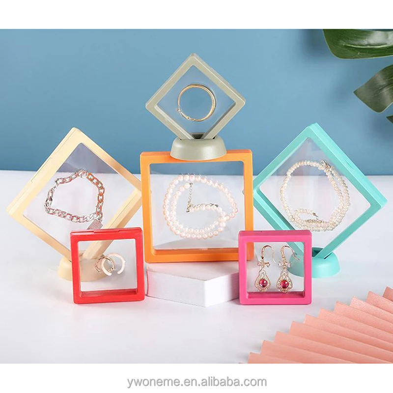 reusable 3D Floating Display Frame Stand Storage Case Box Badge Medal Coin Rings Earring Pin Jewelry Display Showcase